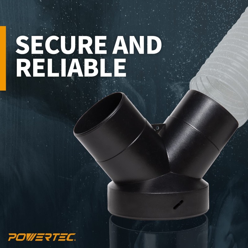 POWERTEC 70189V Y-Fitting Dust Collector | 6-Inch to 4-Inch Hose