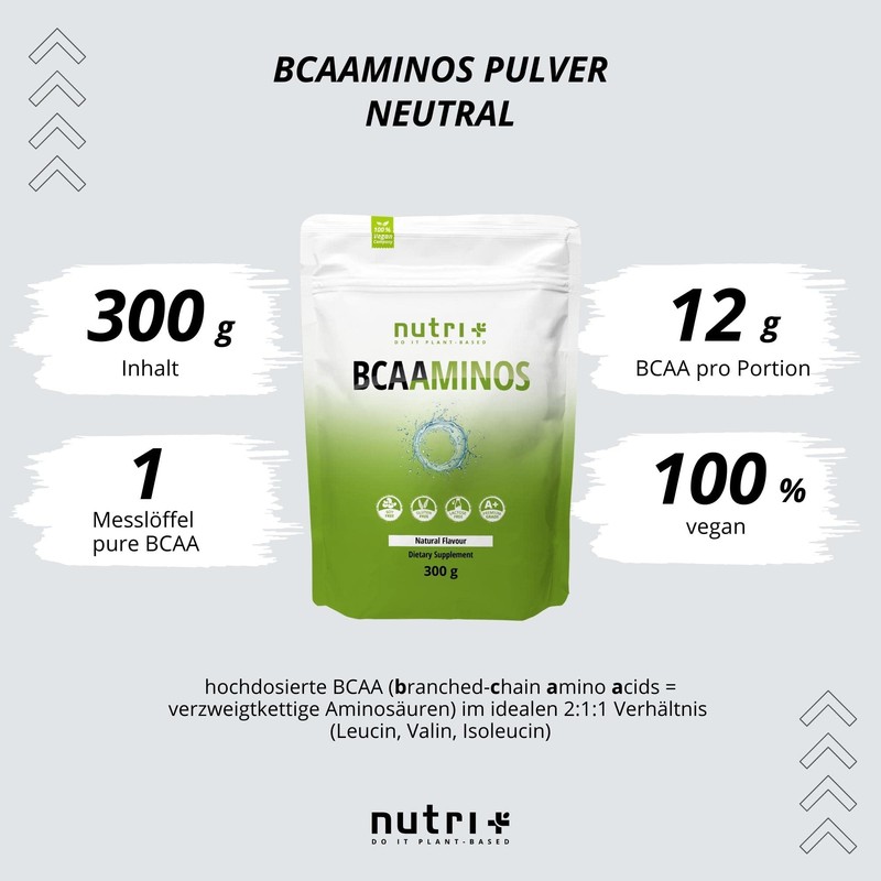 BCAA Powder Neutral - Highest Dose BCAAminos without Sweeteners, Sugar