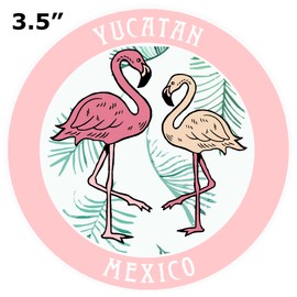 Blue Heron Two Flamingos Yucatan Mexico Car Truck Window Bumper Sticker Decal Souvenir - Light Pink