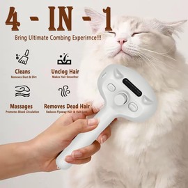 SUOAPAIQ 4 in 1 Cat Steam Brush, Self Cleaning Steamy Pet Brush, Anti Static Pet Spray Hair Removal Comb for Removes Loose Hair and Reduces Shedding
