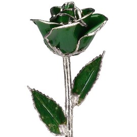 Living Gold Real Rose Dipped in Platinum (Dark Green)