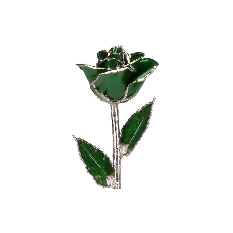 Living Gold Real Rose Dipped in Platinum (Dark Green)
