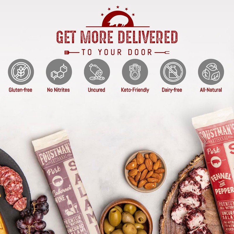 Foustman's Salami Mix Variety Artisanal, Includes Nitrate-Free, Naturally Cured, Gluten-Free,