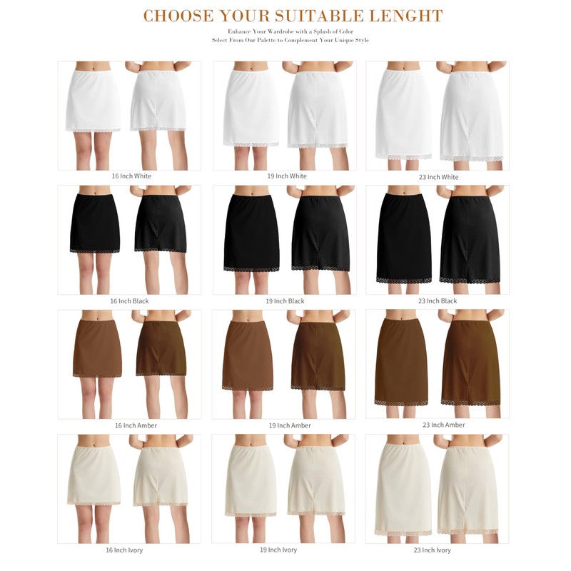 Trifolium Premium Cooling Half Slip for Women Petticoat 16 Inch