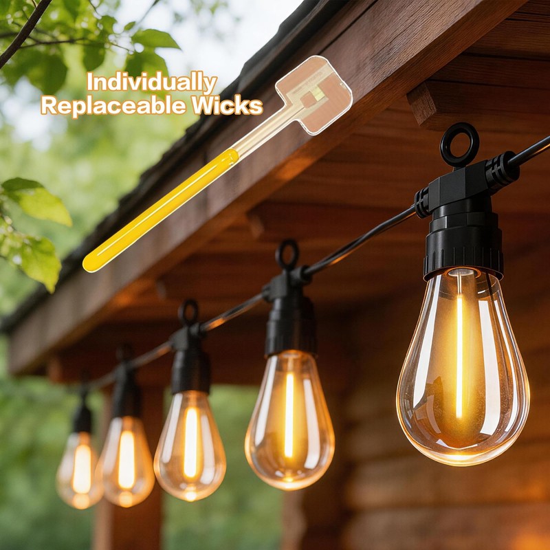 BYIZO 50FT Outdoor String Lights with Remote, 20 Dimmable Shatterproof