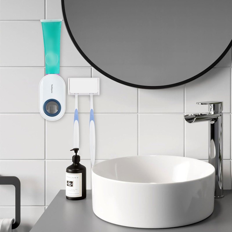 Toothbrush Holder Wall Mounted with Cover for Bathroom, 2 Slots