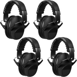 4 Pcs Kids Ear Protection Earmuffs Hearing Adjustable for Noise Reduction for Toddlers 27NRR Noise Cancelling Earmuffs (Black)