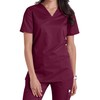 CARE SMART UNIFORM V-Neck Top with Badge Loop, XS, Wine
