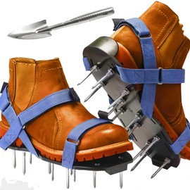 Lawn Aerator Shoes with Adjustable Strap,Spikes and Small Shovel,One Size Fits All Gardening Shoes,Lawn Aerator for Effectively Aerating Lawn Soil,Lawn Aerator Spike Shoes for Yard Patio Garden