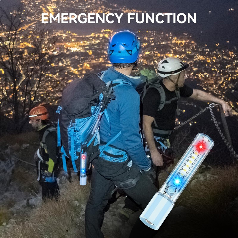 VAVOFO Blue LED Tactical Flashlight - USB-C Rechargeable, High Lumen,