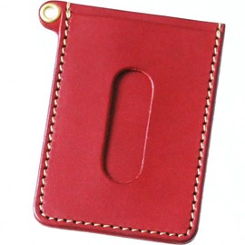 Polcolosso Vertical Pass Case with Grommets, Original Tochigi Leather, Made in Japan, Genuine Leather, red