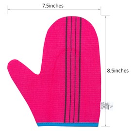 Exfoliating Glove Korean Skin Care Body wash loofah face Lip Body Scrub Dry Brushing Body Brush Foot Back Scrubber scrubbing Bathing Sponge Black Head Remover Gloves (Red)