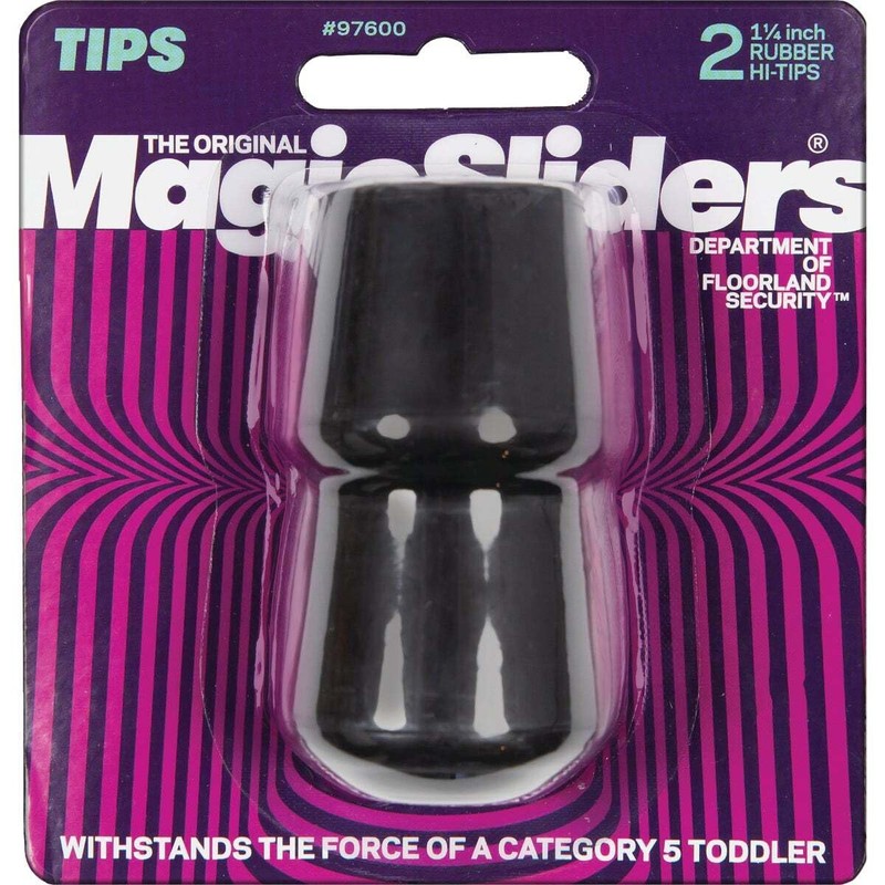 Magic Sliders Rubber Leg Tip Black Round 1-1/4 in. W