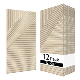 Olanglab Peel and Stick Wall Panels 12 Pack, 23.6" x 11.8" Acoustic Panels Sound Absorbing, Decorative Acoustic Wall Panels for Home Studio and Office, Light Natural Oak Pattern, Style A