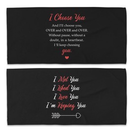 WAITPI Couple I Choose You Love Beach Towel Set of 2, Honeymoon Wedding Beach Towels Valentines Day Gifts for Newlywed Bride Groom Him Her, Black Beach Towels Oversized Decor for Bathroom 30x60 in