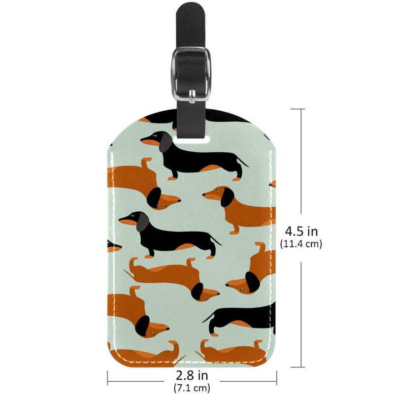 Leather Luggage Tags Wiener Dachshund Dog Bag Travel ID Tag