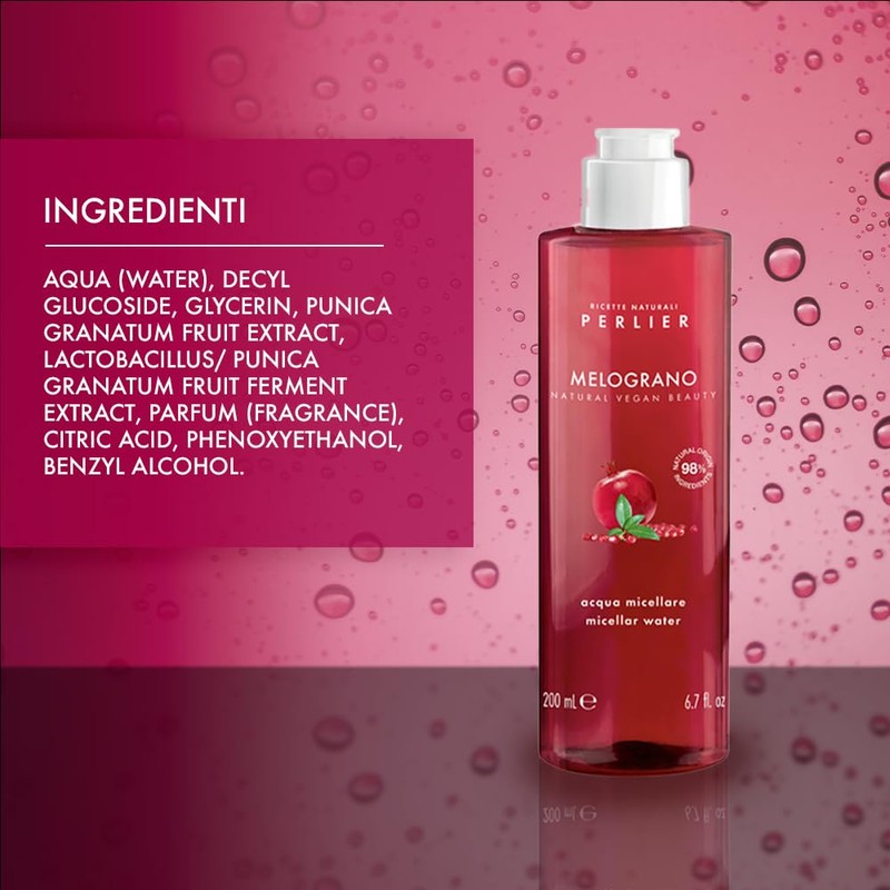 Perlier Pomegranate Micellar Cleansing Water - Gentle Makeup Remover &