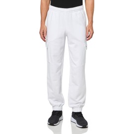Lacoste Men's Regular Fit Non-Brushed Fleece Cargo Sweatpants, White, XX-Large