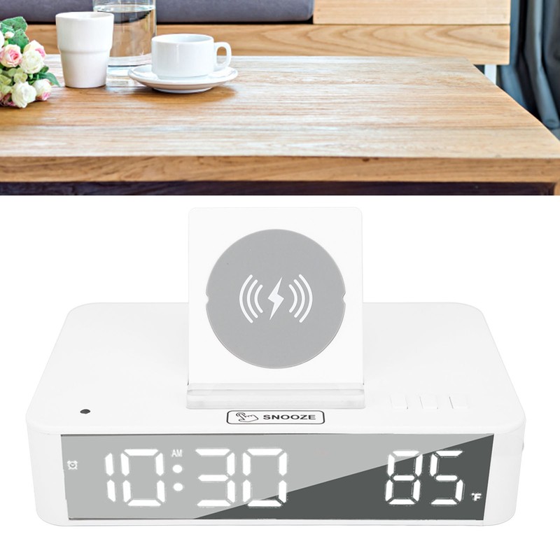 10W Digital Alarm Clock One Button Lifting LED Mirror Electronic