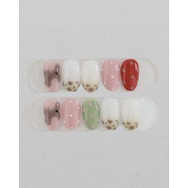 [Handmade Nail Tips] Dubug dubug... cat....- M Almond / [수제네일팁] 듀벅듀벅...고양이.... - M아몬드