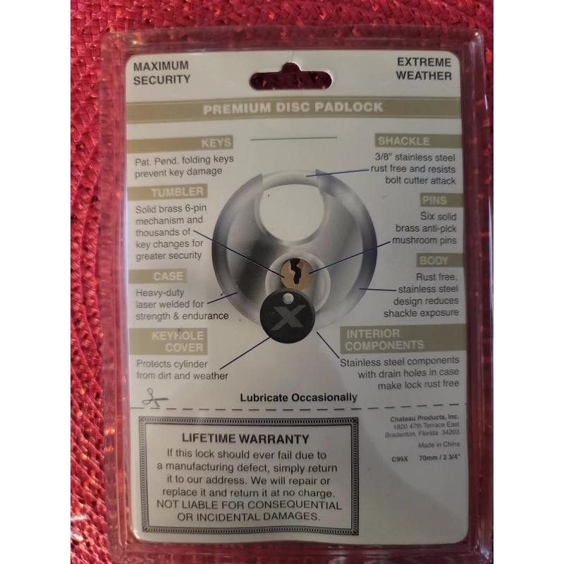 Chateau All Stainless Disc Lock X-Type EXtreme security