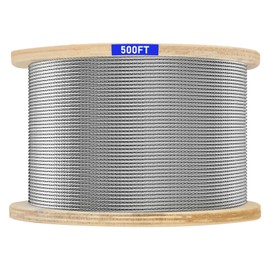 Thickened 3/16" Stainless Steel Cable, 500ft Wire Rope, 7X19 Strands Aircraft Cable, 3700lbs Breaking Strength, Zip Line for Heavy Duty Applications, Deck Railing, String Lights & Yard Zipline