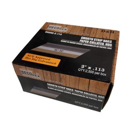 2" x .113 Smooth Shank Framing Nails, Paper Strip Collated, Clipped Head, Hot Dip Galvanized (30-34 Degree) - 2500pcs Box (DHSNS-2.113)