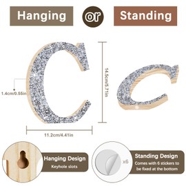 Utuichuo Marquee Letters Wall Decor, Diamond Monogram Wooden Alphabet Signs, Living Room Bedroom Office Home Decor Wall Art, Initial Decorations Gifts for Wedding Birthday Party (C)