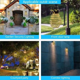 60 LED Solar Powered Pineapple Chandeliers Warm Light, LED Iron and Copper Wire Lights, Outdoor Courtyard Decoration Lights, Landscape Street Lights.