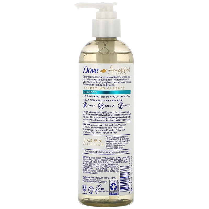 Dove Amplified Textures, Hydrating Cleanse Shampoo, 11.5 fl oz (340