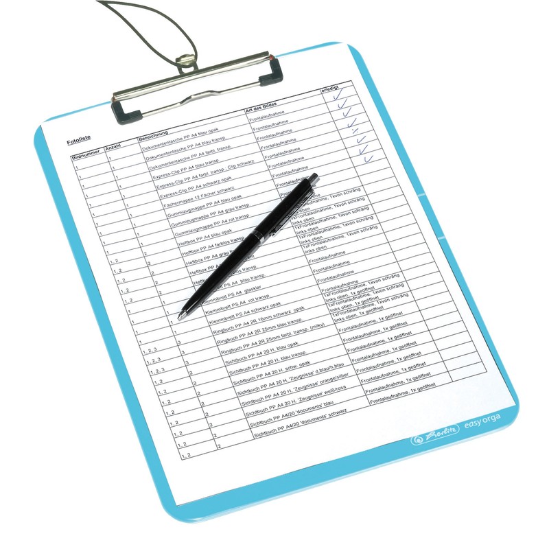 Herlitz Easy Orga To Go Clipboard, DIN A4, Transparent Blue