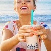 [Individually Wrapped] ANGLED TIPS 100 Pcs Disposable Jumbo Smoothie Straws,