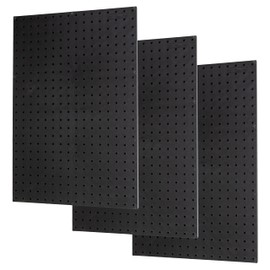 WallPeg PEGBOARD Panels Peg Board Plastic Pegboard Kit 24"x24" (12, Black)