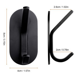 Towel Hook Adhesive Hooks, 4 Pack Towel Racks for Bathroom Stainless Steel Wall Hooks Hanger Towel Holder Heavy Duty Robe Coat Hook for Towel, Coat, Robe, Cloth, Hat (Black)