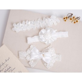 BIANHUAN Baby Hair Band, Kids, Ribbon, Flower Headband, Girls, Hair Ornament, Kimono, 3-piece Set, Shrine Visits, Baby Shower, Photo Commemorative, Celebration, Wedding (Pure White)