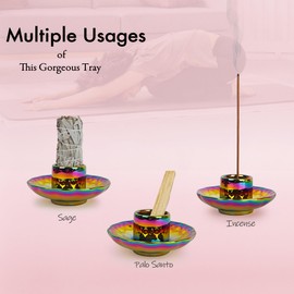 Gixemeva Incense Burner Holder, Palo Santo Holder, Candle Sticks Holder Tray, Sage Holder for Burning, Ceramic Ash Catcher Tray, Smudge Sticks Tray, Meditation Yoga Accessories Zen Décor