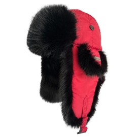 Winter Trapper Hat for Men Women - Russian Faux Fur Ushanka With Ear Flaps - Aviator Style in Red
