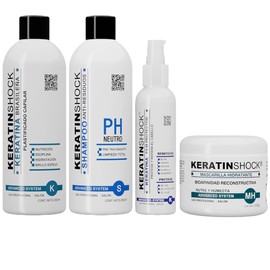 Keratinshock Keratina Brasileña Plastificado Capilar + Shampoo+ Crema Post + Crema Leave ON