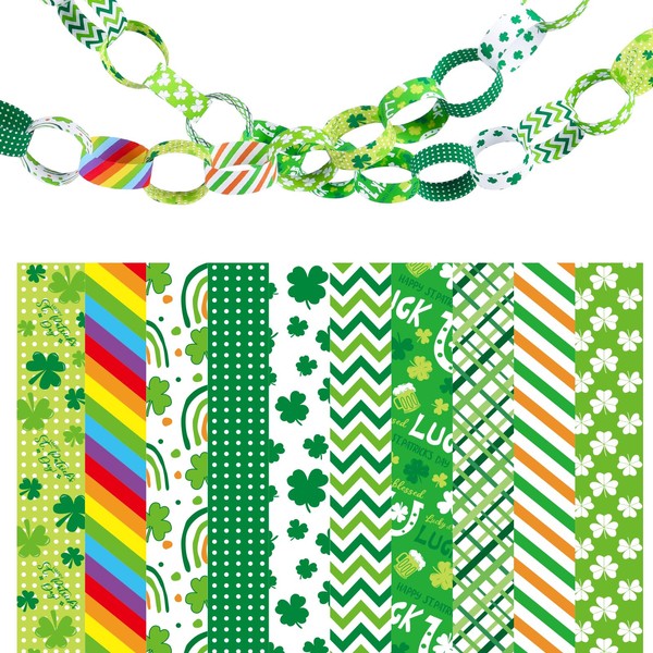 Morcheiong 600Pcs Paper Chains Happy St. Patrick's Day Craft Paper