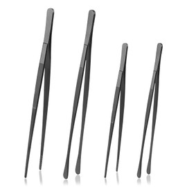 Pesutei Cooking Tweezers Set of 4 Stainless Steel Kitchen Tweezers 25/30 cm Long for Cooking, Roasting, BBQ and Seafood Kitchen Tongs