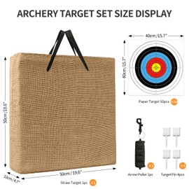 Cifupy 20'' Straw Target - Traditional Handmade Archery Target, Suitable for Outdoor Hunting Shooting Practice with Curved Bow and Long Bow (20 Inch Targets for Backyard)