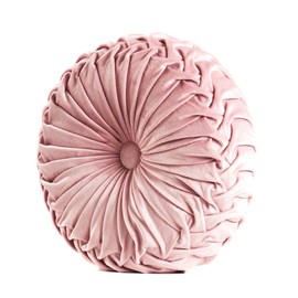 Fouriding Round Throw Pillow for Couch Decorative 15"X15" Pumpkin Round Velvet Cushion for Sofa Bed Chair Floor Car Decorative (Pink)