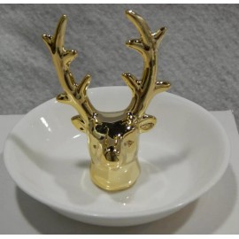 Berry Jewelry NEW With Tags Berry Jewelry Gold/White Reindeer Ring Holder Plate 28998
