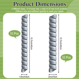 Wesiti 20 Pcs Tree Wraps Plastic Spiral Trunk Wrap Bark Tube Protectors to Protect Bark Tree Saplings from Deer Cats Rodents Rabbit Mowers (Grey)