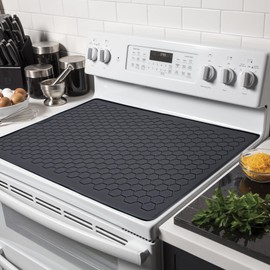 Stove Top Covers for Electric Stove - 28" x 20" Large Silicone Stove Mat for Glass Top Stove, Heat Resistant Cooktop Protector, Ceramic Range Covers, Dish Drying Mat for Home Kitchen, Black