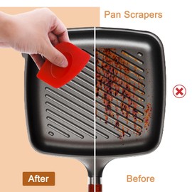 WLLHYF 3 Pack Pan Scraper Plastic Kitchen Pot Scrubber Cast Iron Skillet Non Scratch Cleaner Pad Sturdy Durable Food Scraper Tool Set for Clean Dish Grill Grease Non Stick Pans Cutting Dough Cooking