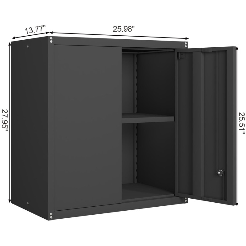 GREATMEET Metal Wall Cabinet, Wall Mounted Cabinet with Doors and