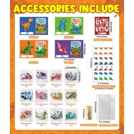 Colplay 24 Packs Valentines Day Gifts for Kids Classroom-Dinosaur Building Blocks with Valentines Day Cards for Kids School & Stickers, Exchange Valentines Party Favors Boxes for Boys Girls