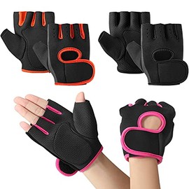 3 Pairs Women's Exercise Gloves Fitness Gym Workout Gloves Workout Weight Lifting Gloves for Fishing Fitness Gym Training Workout (Black, Orange, Rose Red)