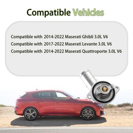 Aluminium Thermostat Housing Compatible with Maserati Ghibli 2014-2022, Maserati Levante 2017-2022, Maserati Quattroporte 3.0L V6 2014-2022 Replacement for 323056, 330424